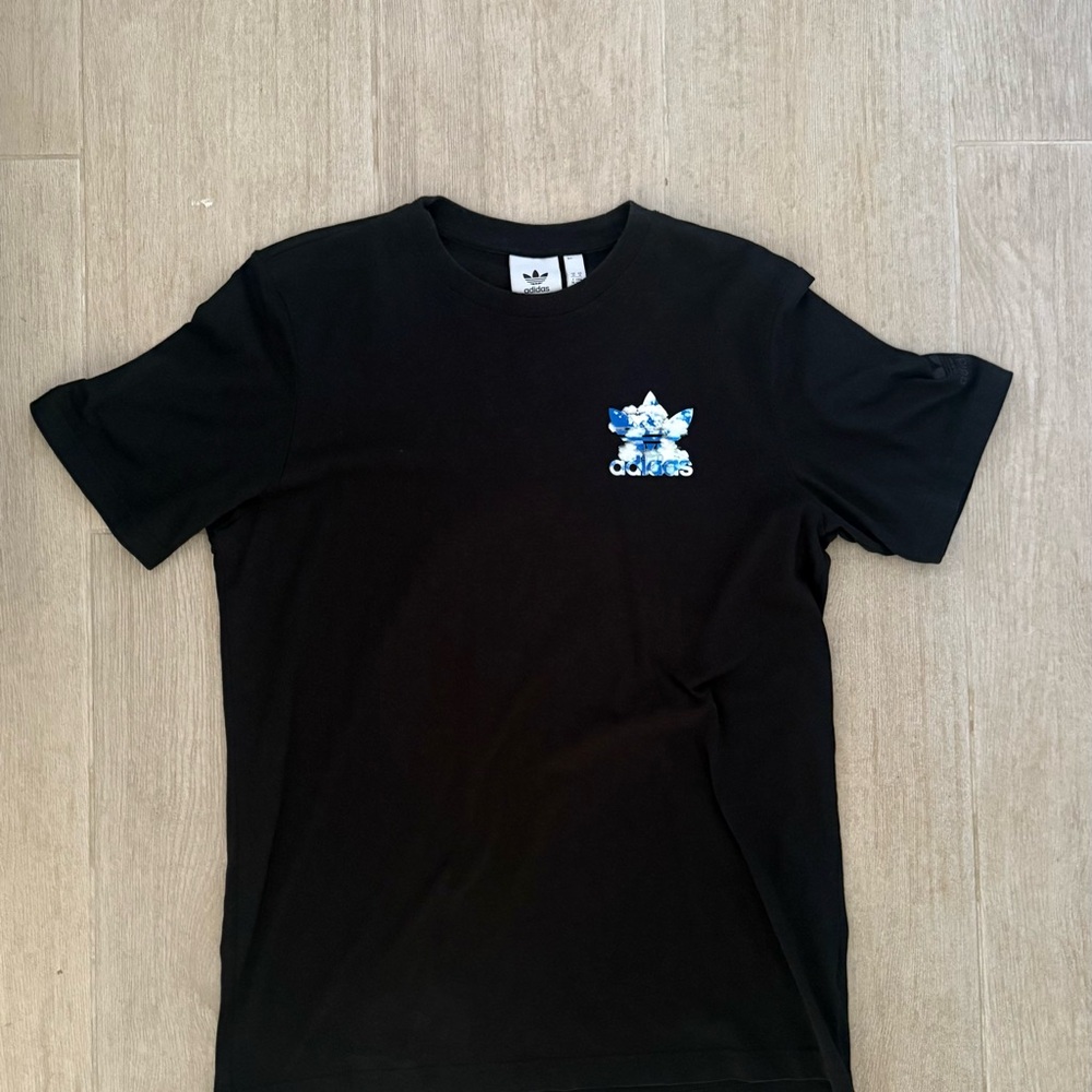 Adidas Men's Black Tee with Blue Logo